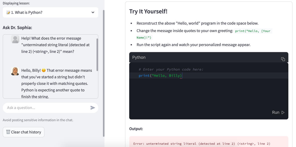 Solve errors with Dr. Sophia.